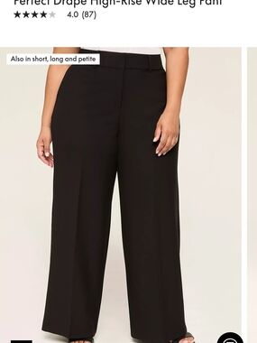 Lane Bryant SZ 18S Perfect Drape High-Rise Wide Leg Pant - Black